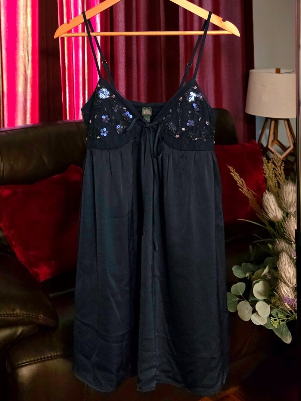 BABYDOLL-STYLE SLIP DRESS with SEQUIN EMBELLISHMENT!